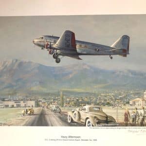 Hazy afternoon. D.C.2 taking off from Grand Central Airport, Glendale, Ca.1935. Art print by Douglas Ettridge 1927-2009. Signed and numbered 108/500 MODERN ART Antique Art